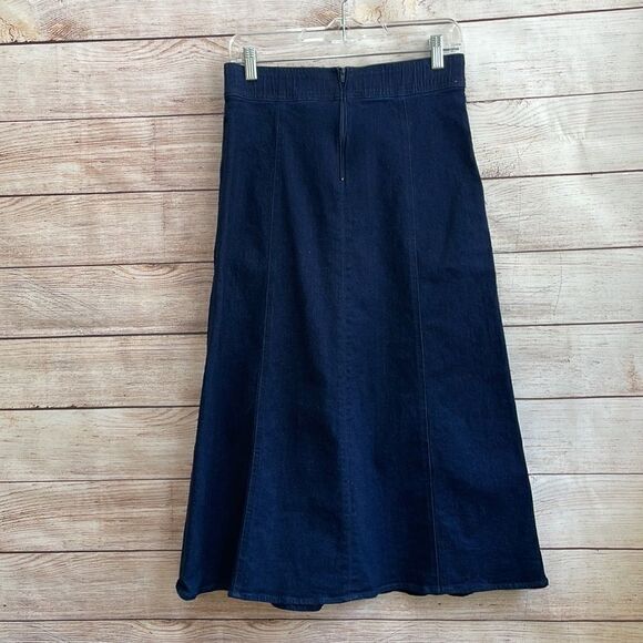 VINTAGE KORET DENIM MODEST MAXI SKIRT IN DARK WASH - Picture 4 of 5